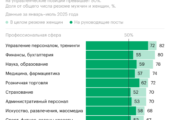 Три сферы, где женщины чаще претендуют на пост руководителя. Инфографика